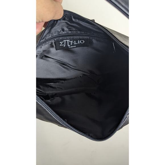 Y2K Revival Vibes NWT 100% Leather Shoulder Bag Grommets Fringe - Picture 8 of 9